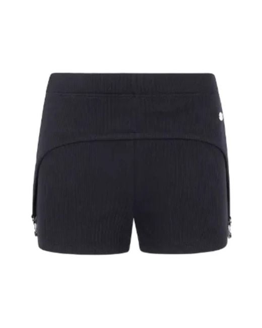 Jean Paul Gaultier Blue Schwarze Gerippte Mini-Shorts Mit Strumpfhalter