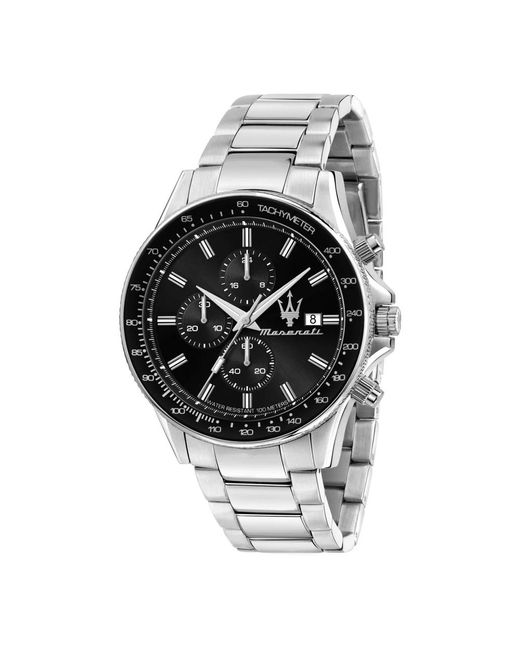 Cronografo & data orologio acciaio inox di Maserati in Metallic da Uomo