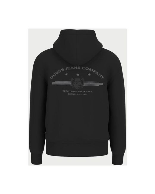 Guess Zwarte Hoodie Met Volledige Ritssluiting in het Black voor heren
