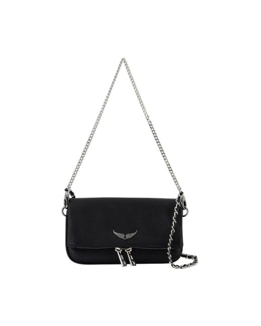Zadig & Voltaire Black Schwarze Leder Nano Wallet On Chain