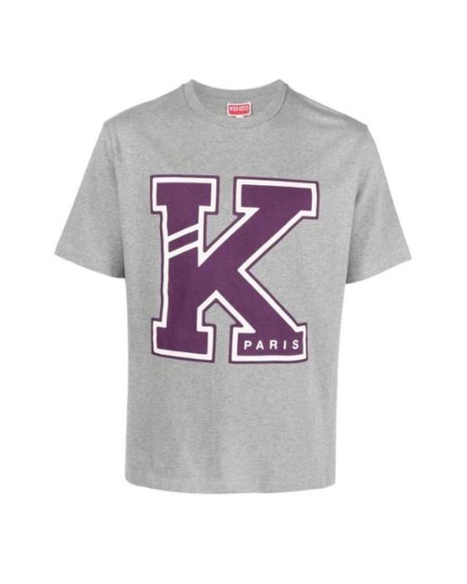 T-shirt con stampa logo manica corta di KENZO in Gray da Uomo