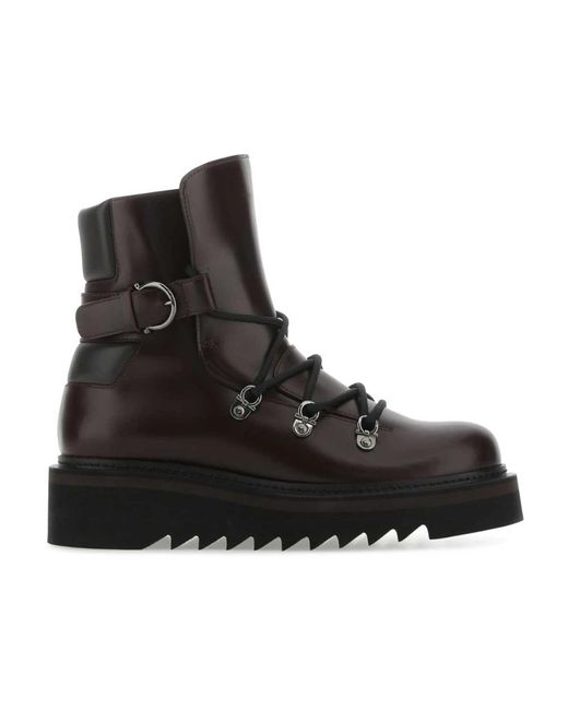 Ferragamo Black Lace-Up Boots