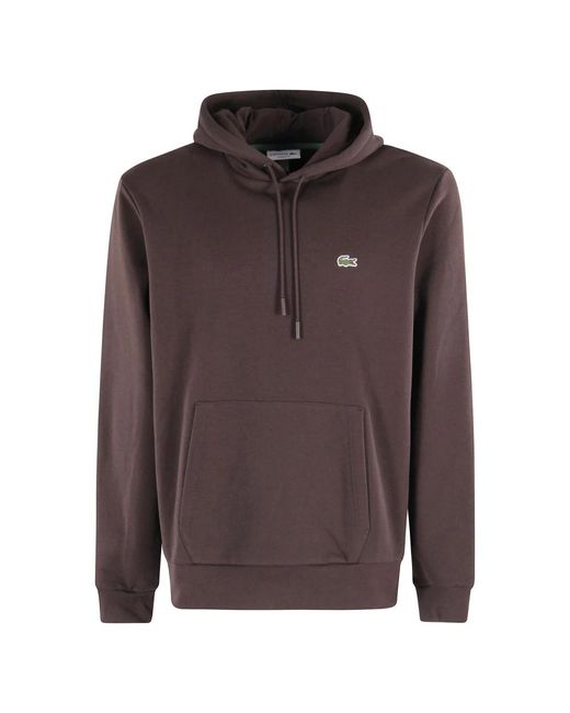 Lacoste Hoodies & Sweatvesten ,Bruin ,Katoen Fleece Hoodie in het Brown voor heren