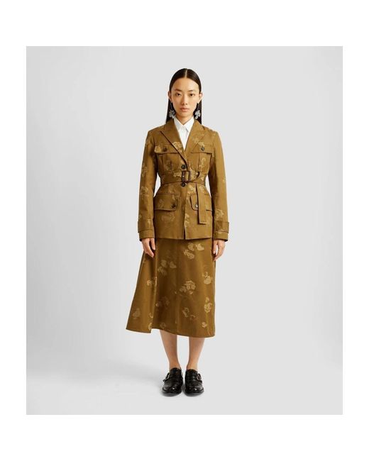Erdem Jassen ,Khaki Safari Riem Zakken Shirt in het Green