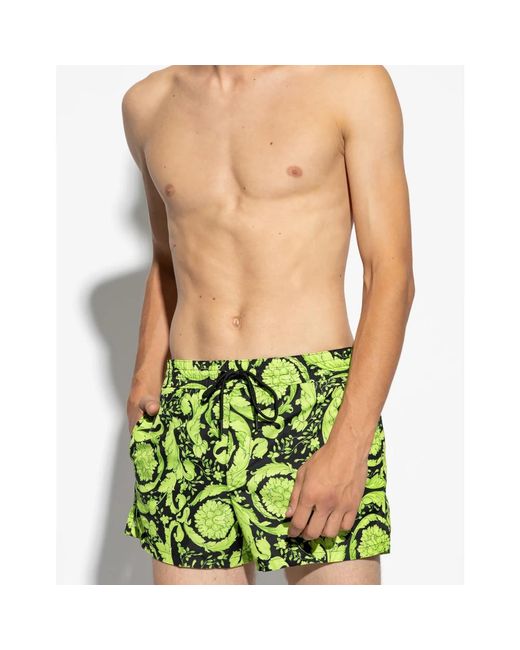 Versace Badmode ,Groen ,Polyester Barocco Print Swim Shorts in het Green voor heren