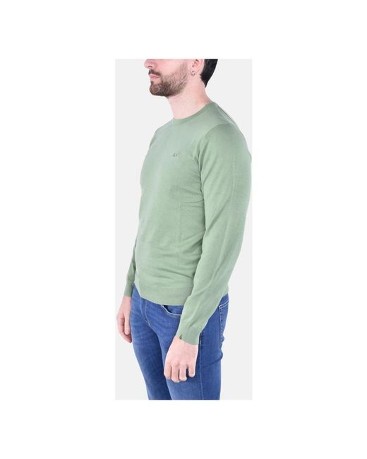 Sun 68 Green Round-Neck Knitwear for men