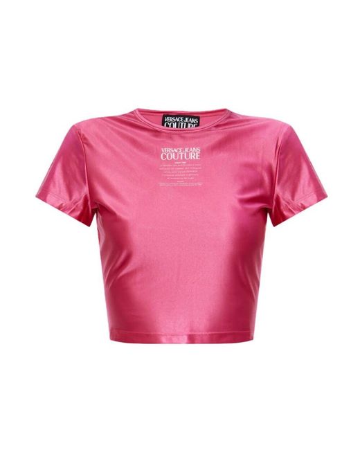 Versace Jeans Couture Pink Crop Top Mit Fettem Textdruck