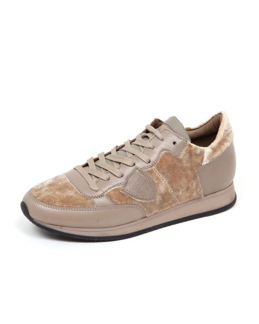 Philippe Model Schoenen ,Veelkleurig ,Leer Tropez L D Velour Sable Sneakers in het Multicolor