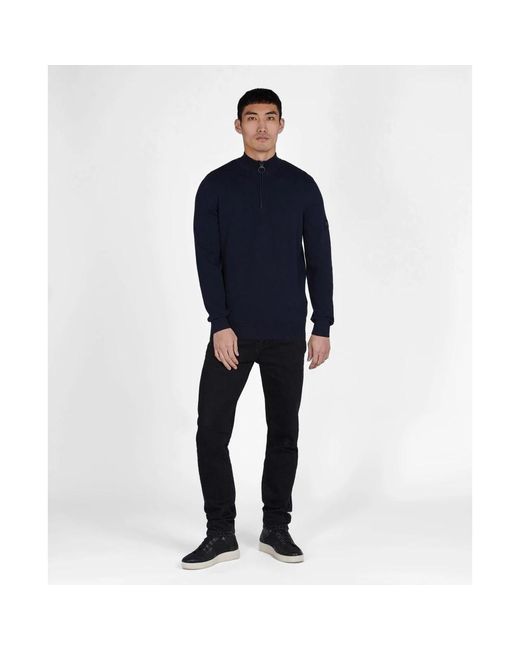 Barbour Hoodies & Sweatvesten ,Blauw ,Katoen Katoenen Half Zip Trui in het Blue voor heren