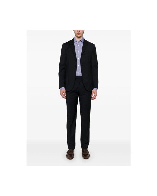 Boglioli Blaues Wollblazer Und Hosen Set in Black für Herren