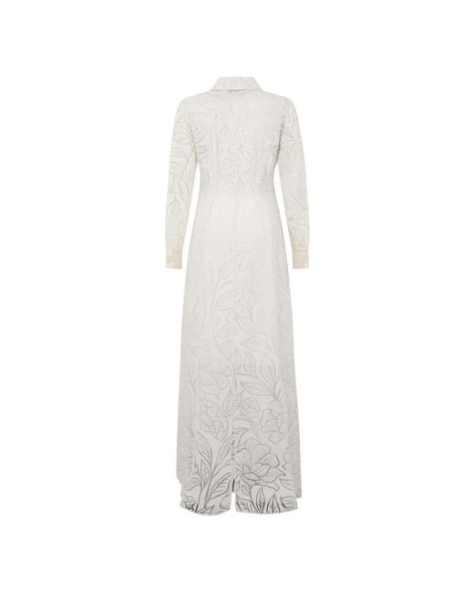 Alberta Ferretti Elegant Lange Jurk Met Klassieke Halslijn in het White