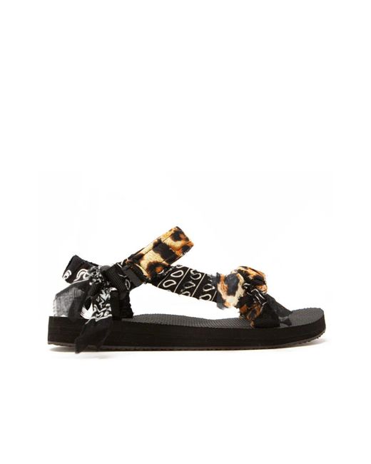 ARIZONA LOVE Brown Leopard print sandalen mit breiten riemen und bequemer sohle