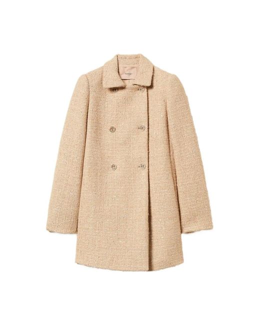 Twinset Jassen ,Bruin Stijlvolle Jas Voor Vrouwen in het Natural
