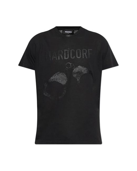DSquared² Tops ,Zwart ,Katoen T-Shirt Met Print in het Black voor heren