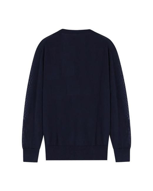 Seven Gauge Blue Round-Neck Knitwear for men