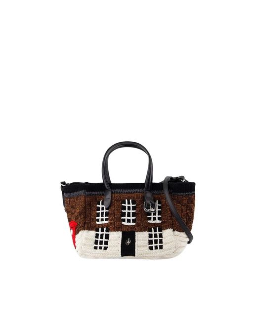 Mini borsa tote in pelle - marrone di J.W. Anderson in White