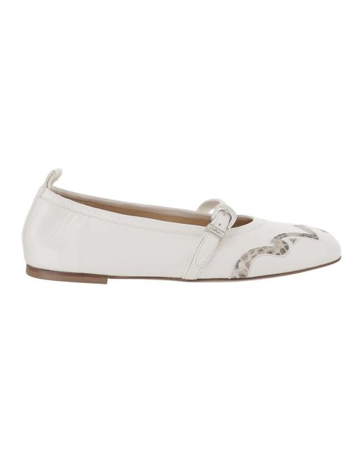 Sartore White Ballerinas