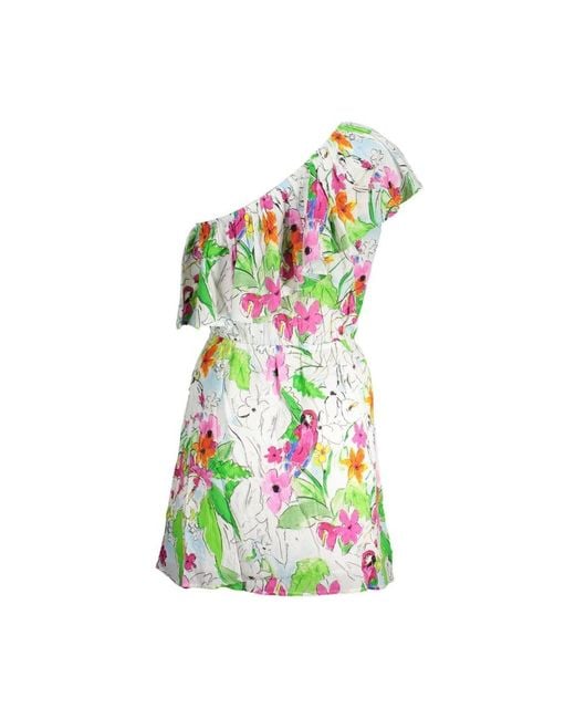 Desigual Witte One-Shoulder Damesjurk in het Green