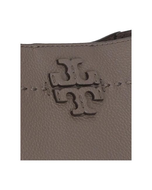 Tory Burch Brown Braune pebbled lederhandtasche mit doppel-t-logo
