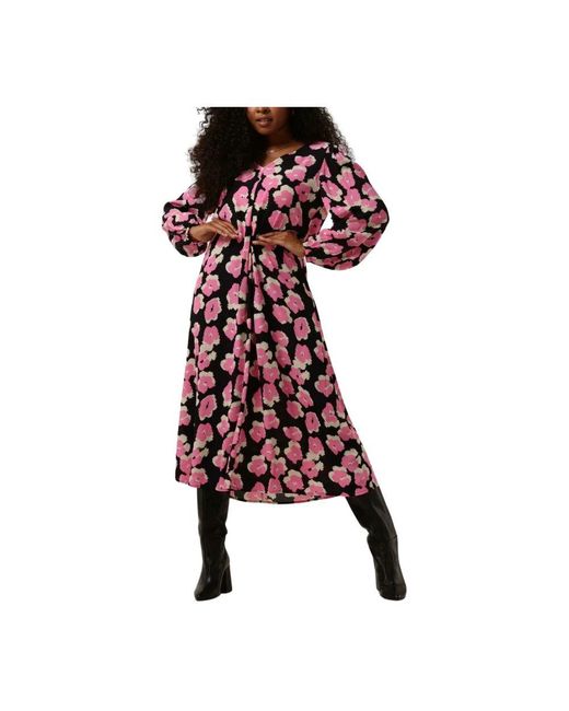 Modström Red Bibbie Print Midi Kleid