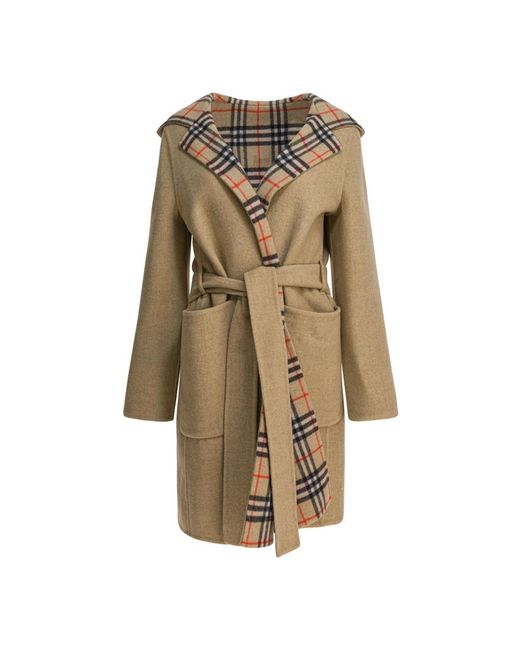 Burberry Jassen ,Wol Omkeerbare Wollenmix Jas Met Kenmerkende Check-Voering in het Natural