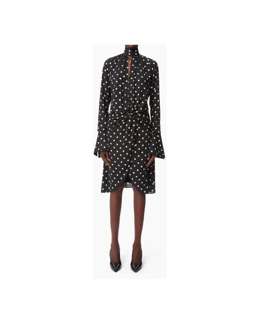 Nina Ricci Polka Dot High Neck Midi Jurk in het Black
