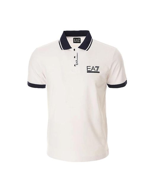 EA7 Stretch piqué polo shirt in White für Herren