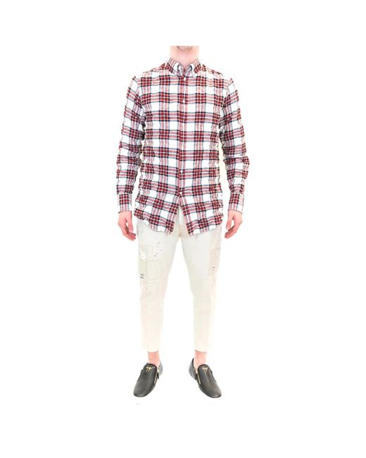 DSquared² Overhemden ,Veelkleurig ,Katoen Multicolour Camicia Shirt in het Red voor heren