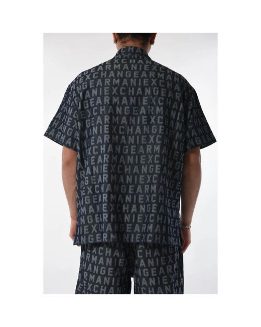 Armani Exchange Denim hemd mit frontknöpfen in Black für Herren
