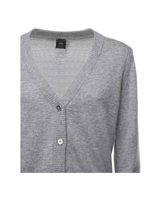 Pinko Truien & Vesten ,Grijs ,Wol Grijze Merino Cashmere Trui Geribbelde Manchetten in het Gray