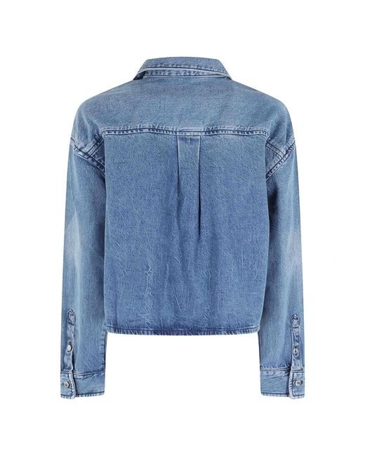 Alexander Wang Jassen ,Blauw ,Katoen Cropped Lange Mouw Shirt in het Blue