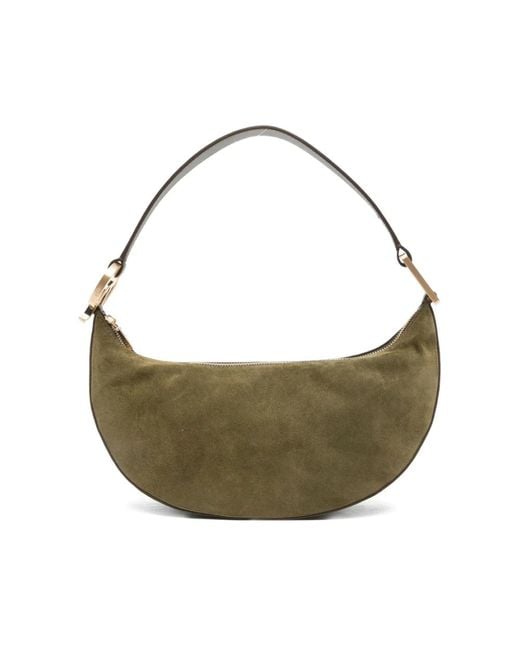 Cult Gaia Olijfgroene Suède Halvemaan Tas in het Green