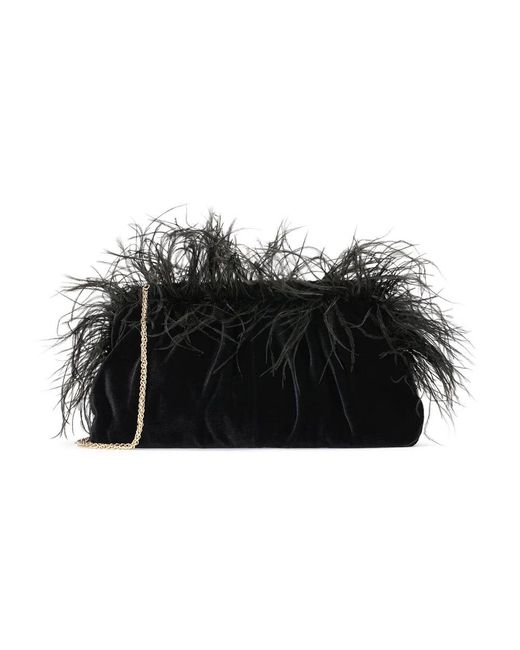 Kazar Black Schwarze Abendtasche Mit Federn