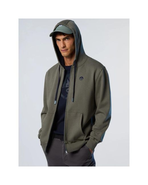 North Sails Hoodies & Sweatvesten ,Grijs ,Katoen Full Zip Hoodie in het Gray voor heren