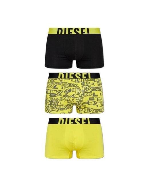 DIESEL Damien Boxer Shorts 3-Pack in het Yellow voor heren