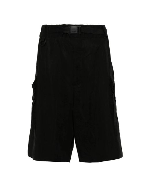 Y-3 Schwarze twill cuffed shorts in Black für Herren