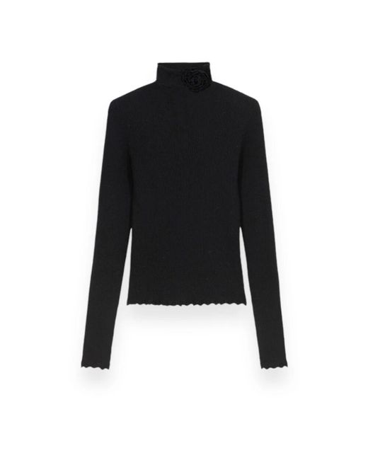 Blumarine Black Gerippter rollkragenpullover