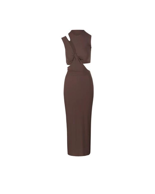 Amazuìn Brown Taupe Braunes Ärmelloses Midi-Kleid