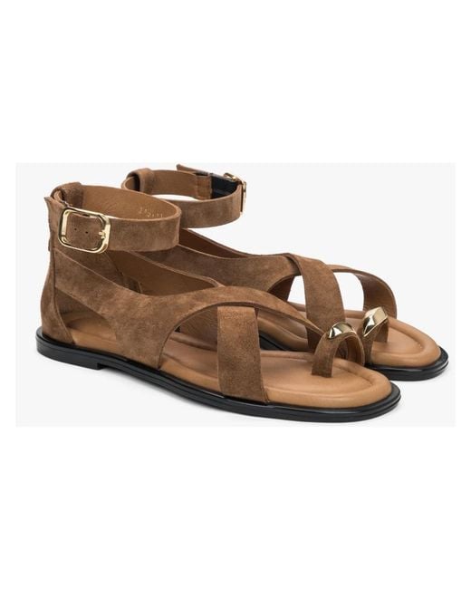 ESTRO Brown Flat Sandals