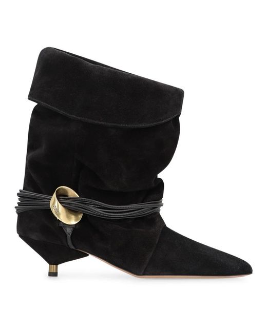 Isabel Marant Black Wildleder Stiefeletten Mit Spitzer Kappe