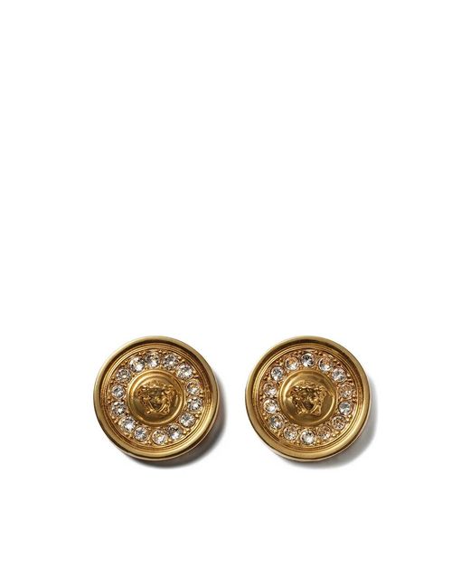 Versace Metallic Stud Earrings Medusa