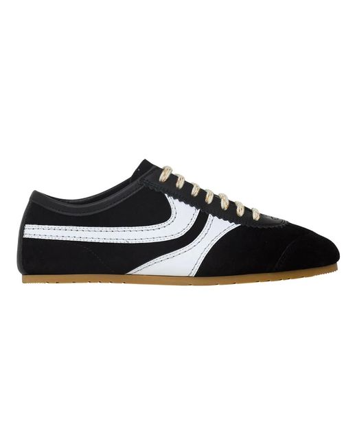 Dries Van Noten Black Suede Calfskin Leather Sneakers