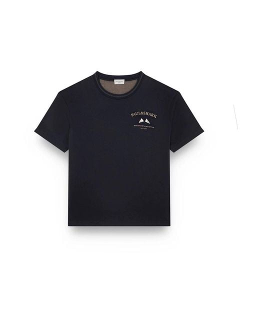 Paul & Shark Geborduurd Interlock Katoenen T-Shirt in het Blue voor heren