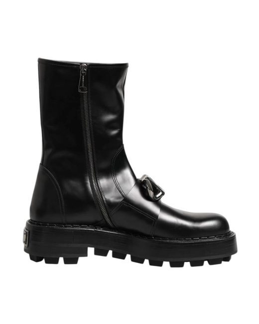 Dolce & Gabbana Black Lace-Up Boots for men