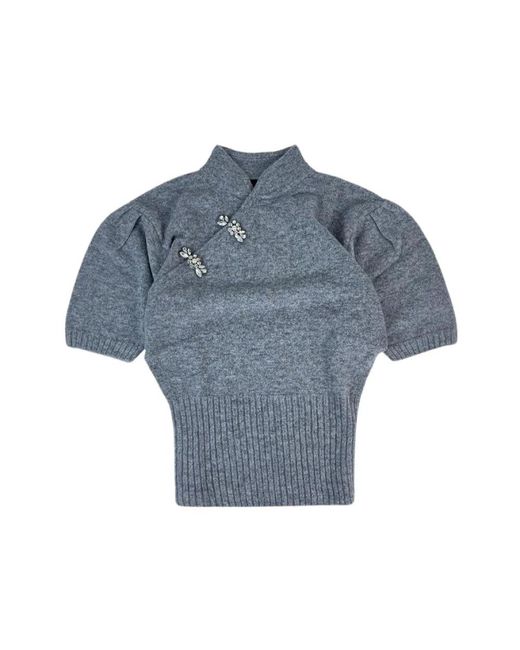Simone Rocha Blue Mandarin Kragen Kaschmir Pullover