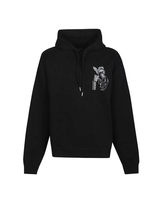 DSquared² Hoodies & Sweatvesten ,Zwart ,Relax Fit Sweatshirt in het Black voor heren