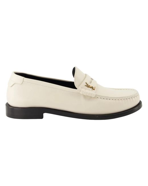 Saint Laurent White Le loafer leder mokassins