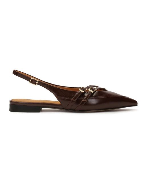 Kazar Brown Slingback-Pumps Auf Einer Flachen Sohle
