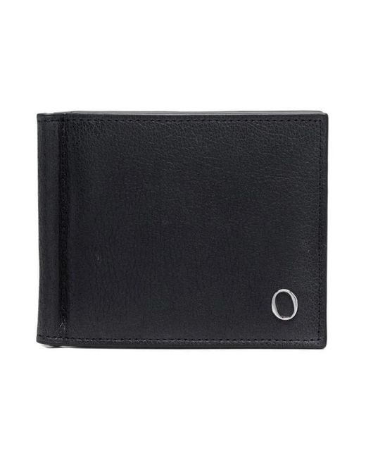 Orciani Accessoires ,Zwart ,Leer Zwarte Leren Bi-Fold Portemonnee Met Logo-Embleem in het Black