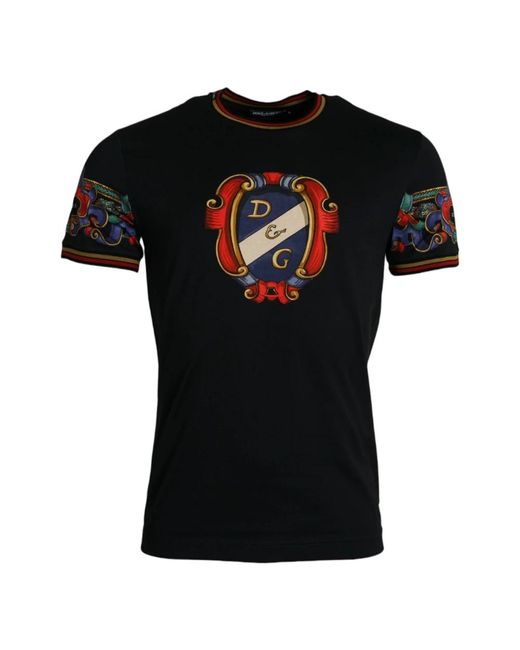Dolce & Gabbana Schwarzes logo print crew neck t-shirt in Black für Herren